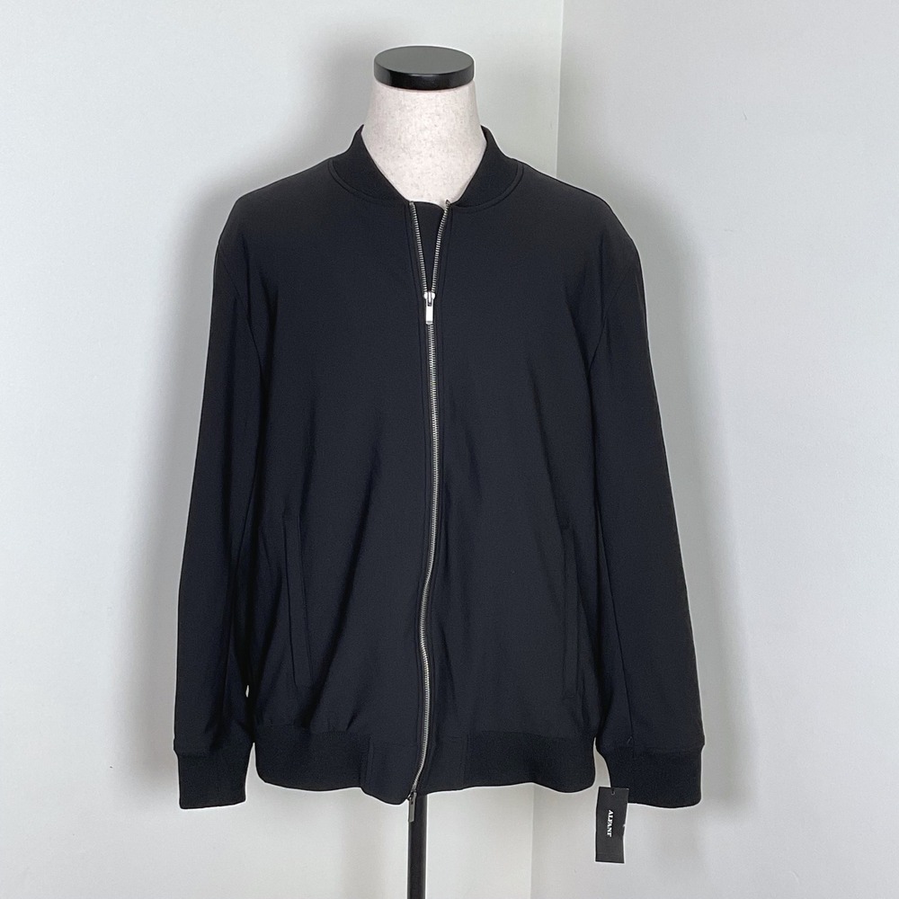 Alfani Mens Bomber Jacket Deep Black Full Zip Ribbed Trim 100171874MN XL NEW‎